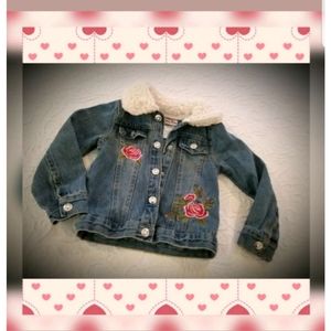 Baby girl denim jacket blue jean coat 18M roses